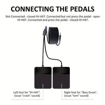 Electronic Drum Set, 9-Pads Roll-Up Electric Drum Pad Kit with Headphone Jack 10Hrs Playtime Built-In Speaker with Drumsticks Pedals, Xmas Birthday Gift for Adults, Student, Colorful detail image - detail view 7