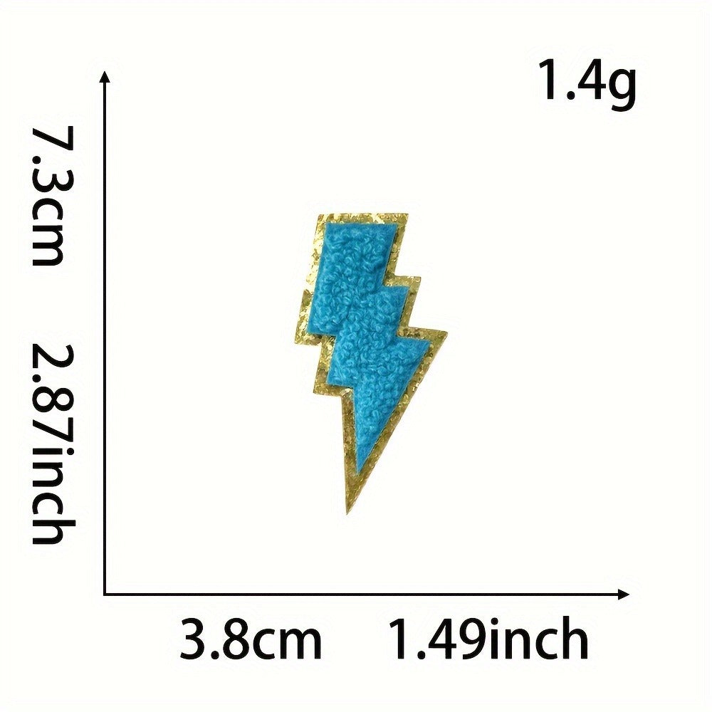 Embroidered Patch - Patches Set of 20 - Colorful Lightning Bolt Iron-On Appliques for - product detail view 7