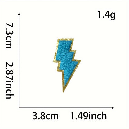 Embroidered Patch - Patches Set of 20 - Colorful Lightning Bolt Iron-On Appliques for - product detail view 7