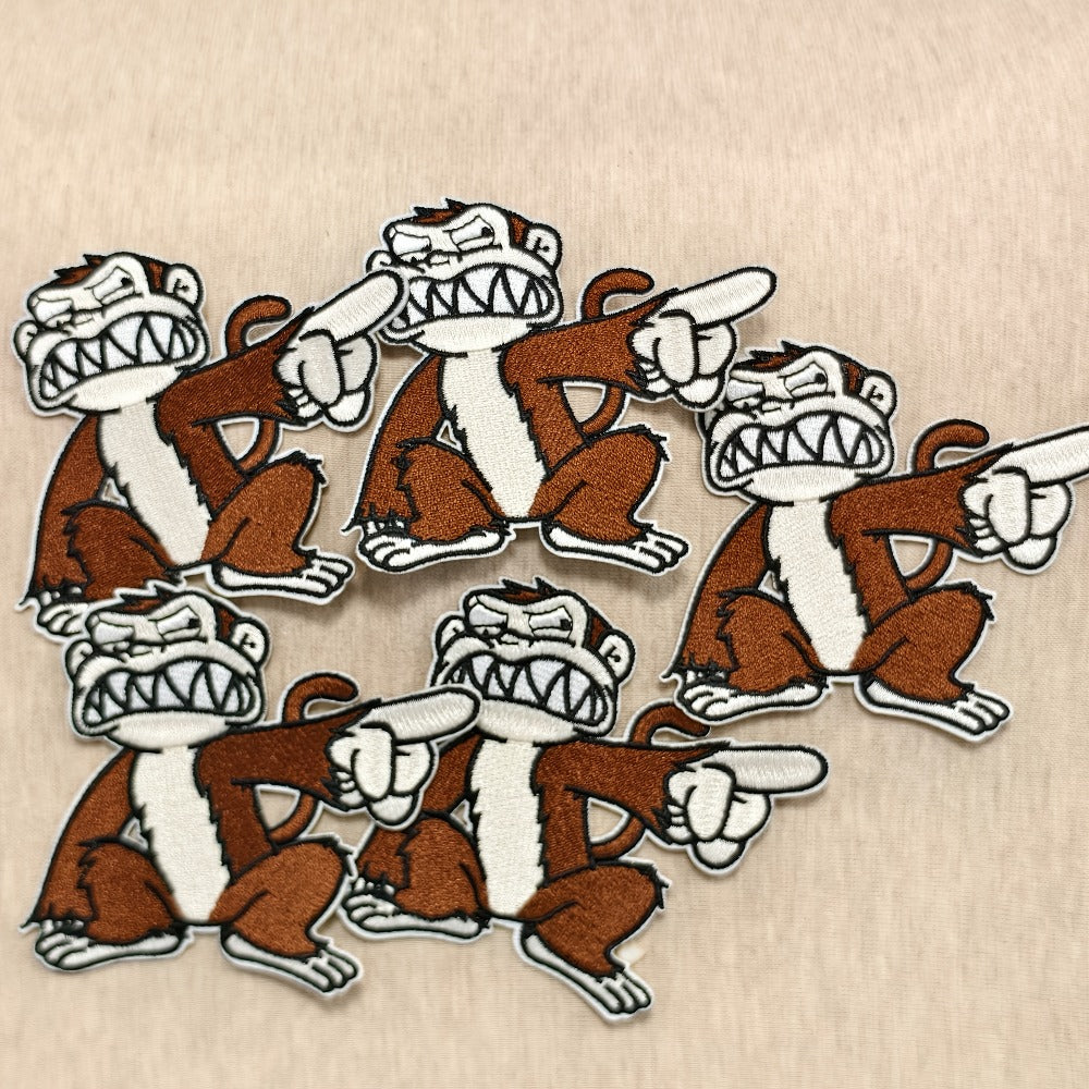 Embroidered Patch - Patches Set of 5 - Funny Monkey Iron-On Sew-On Patches for Jackets - product detail view 3