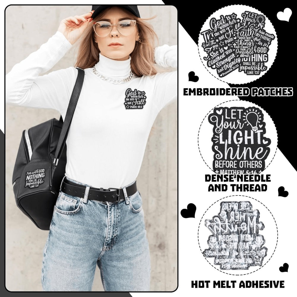 Embroidered Patch - Patches Set of 8 - Christian Bible Faith Verse Iron-On Sew-On Patches for - product detail view 9