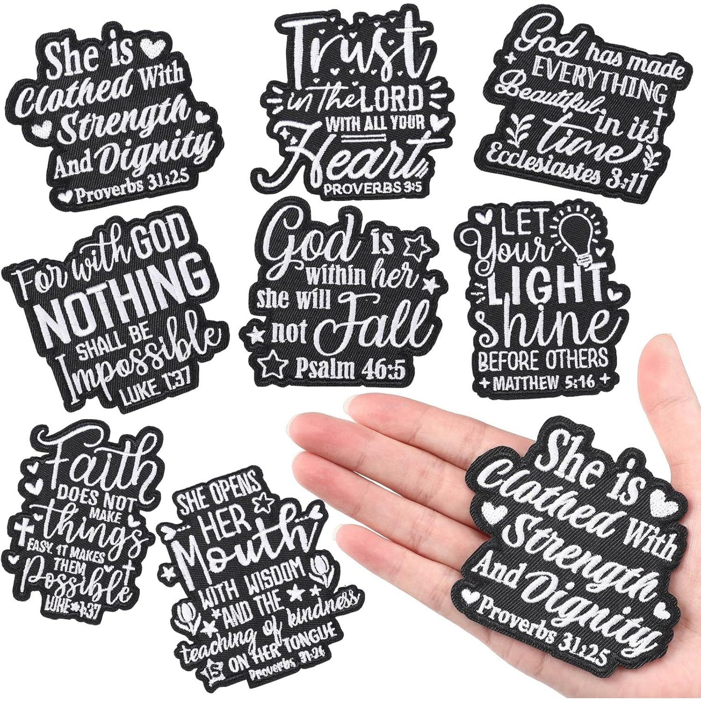 Embroidered Patch - Patches Set of 8 - Christian Bible Faith Verse Iron-On Sew-On Patches for - product detail view 11