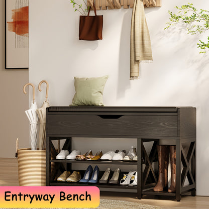 Entryway Bench shown in the Black, 35.4" Length1 option