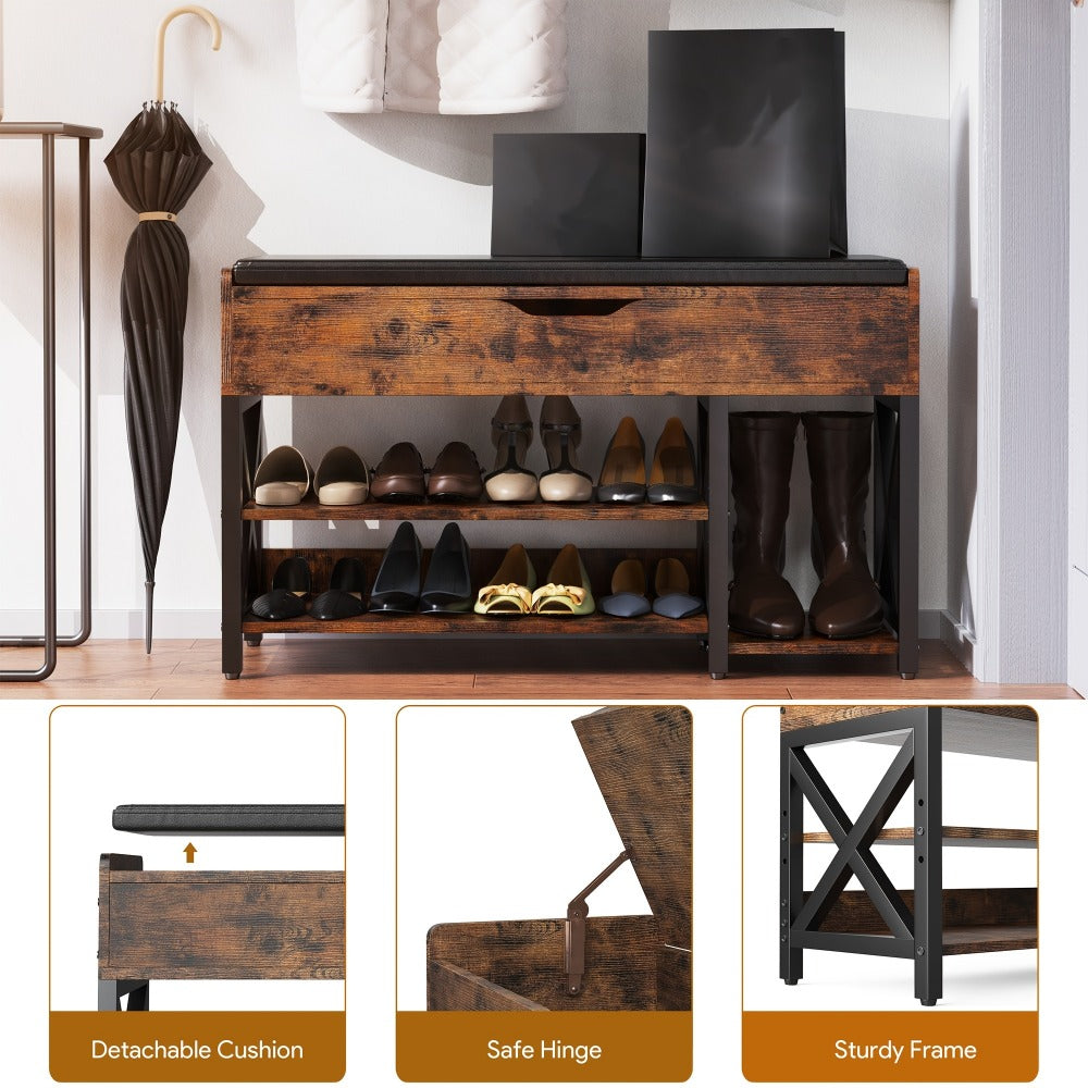 Entryway Bench with Padded Seat for Comfortable Everyday, with Multiple Color Options detail image - detail view 5