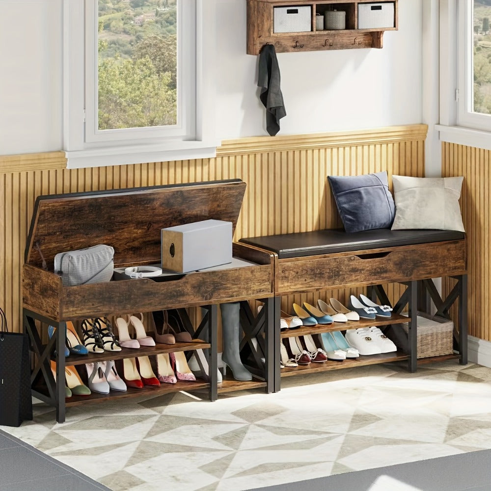 Entryway Bench with Padded Seat for Comfortable Everyday, with Multiple Color Options detail image - detail view 7
