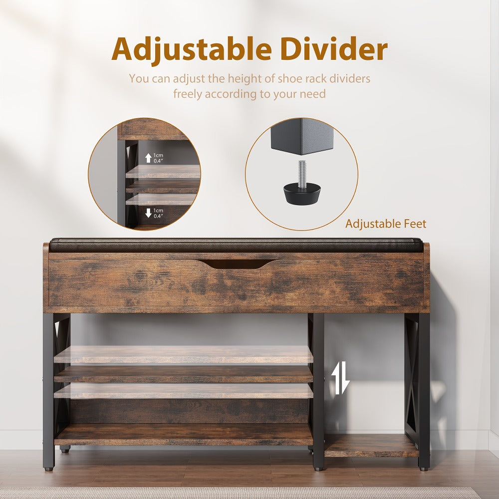 Entryway Bench with Padded Seat for Comfortable Everyday, with Multiple Color Options detail image - detail view 8