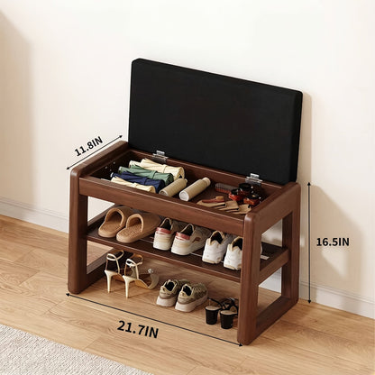 Entryway Shoe Cabinets and Benches shown in the 55 models with storage in walnut color + black mat option