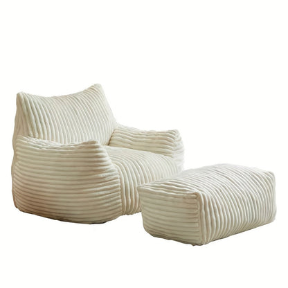 Extra-Large Bean Bag Chair with Footrest, Casual Reading Seat for Living Room detail image - detail view 3