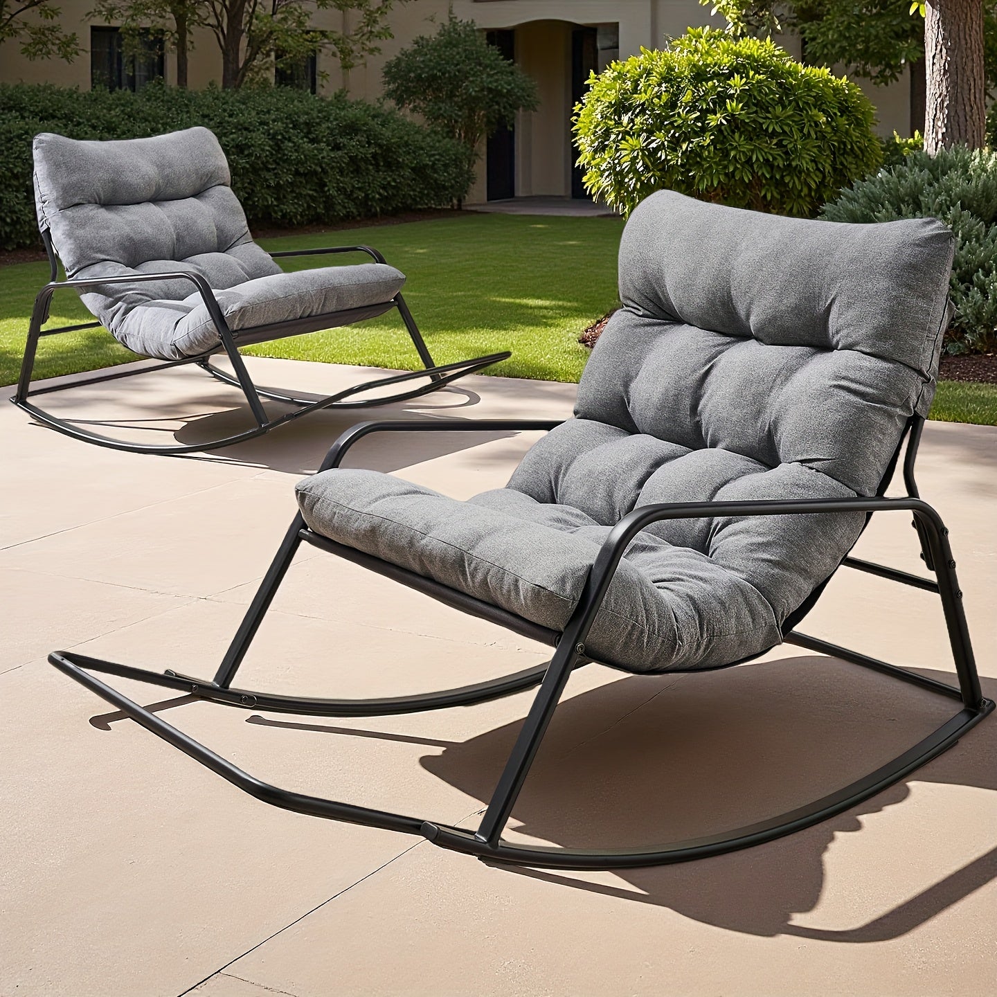 Outdoor Rocking Chair shown in the Grey, Two Pieces option