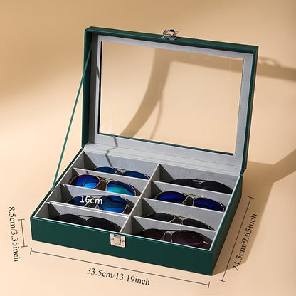Eyewear Accessories - 8-Slot Glasses Storage Case - Luxury PU Leather Large Capacity Eyeglass - product detail view 16