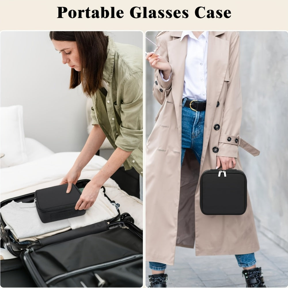 Eyewear Accessories - Hard Shell Eyeglasses Organizer Case - Adjustable 7-Slot Portable Storage - product detail view 4