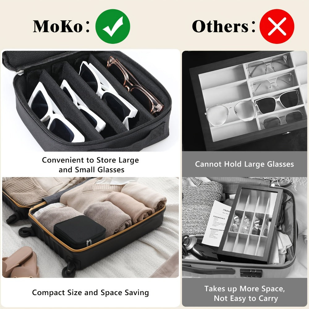 Eyewear Accessories - Hard Shell Eyeglasses Organizer Case - Adjustable 7-Slot Portable Storage - product detail view 7