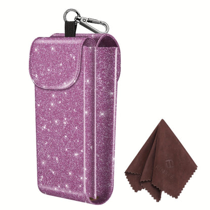 Eyewear Accessories - Portable Eyeglass Case with Carabiner Hook - Vegan Faux Leather Double - product detail view 18
