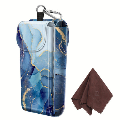 Eyewear Accessories - Portable Eyeglass Case with Carabiner Hook - Vegan Faux Leather Double - product detail view 21