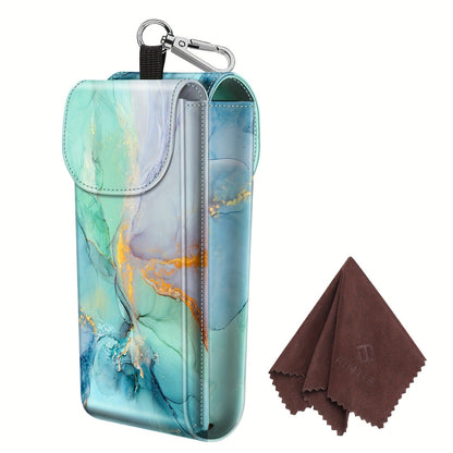 Eyewear Accessories - Portable Eyeglass Case with Carabiner Hook - Vegan Faux Leather Double - product detail view 28