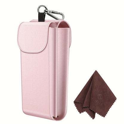 Eyewear Accessories - Portable Eyeglass Case with Carabiner Hook - Vegan Faux Leather Double - product detail view 29
