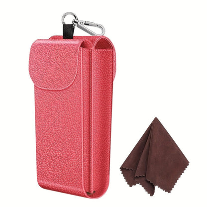 Eyewear Accessories - Portable Eyeglass Case with Carabiner Hook - Vegan Faux Leather Double - product detail view 30