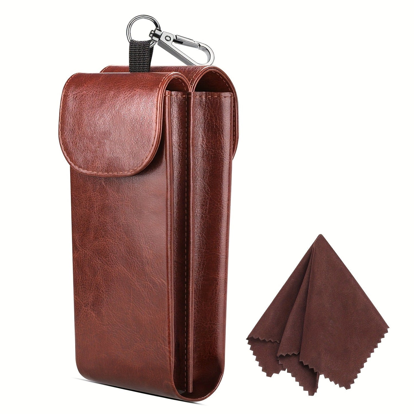 Eyewear Accessories - Portable Eyeglass Case with Carabiner Hook - Vegan Faux Leather Double - product detail view 31