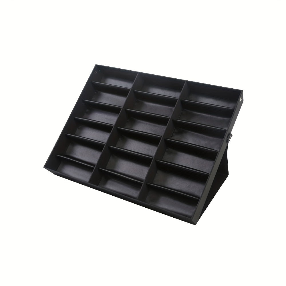 Eyewear Organizer - Eyeglass Display Case 18 Grids Box Velvet Glasses Storage Showcase Stand - product detail view 3