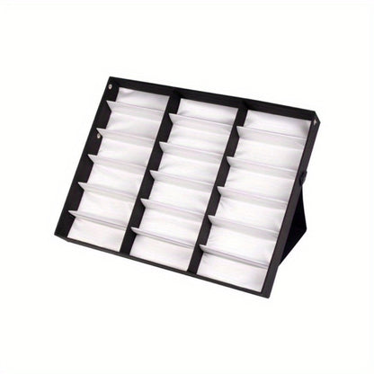 Eyewear Organizer - Eyeglass Display Case 18 Grids Box Velvet Glasses Storage Showcase Stand - product detail view 4