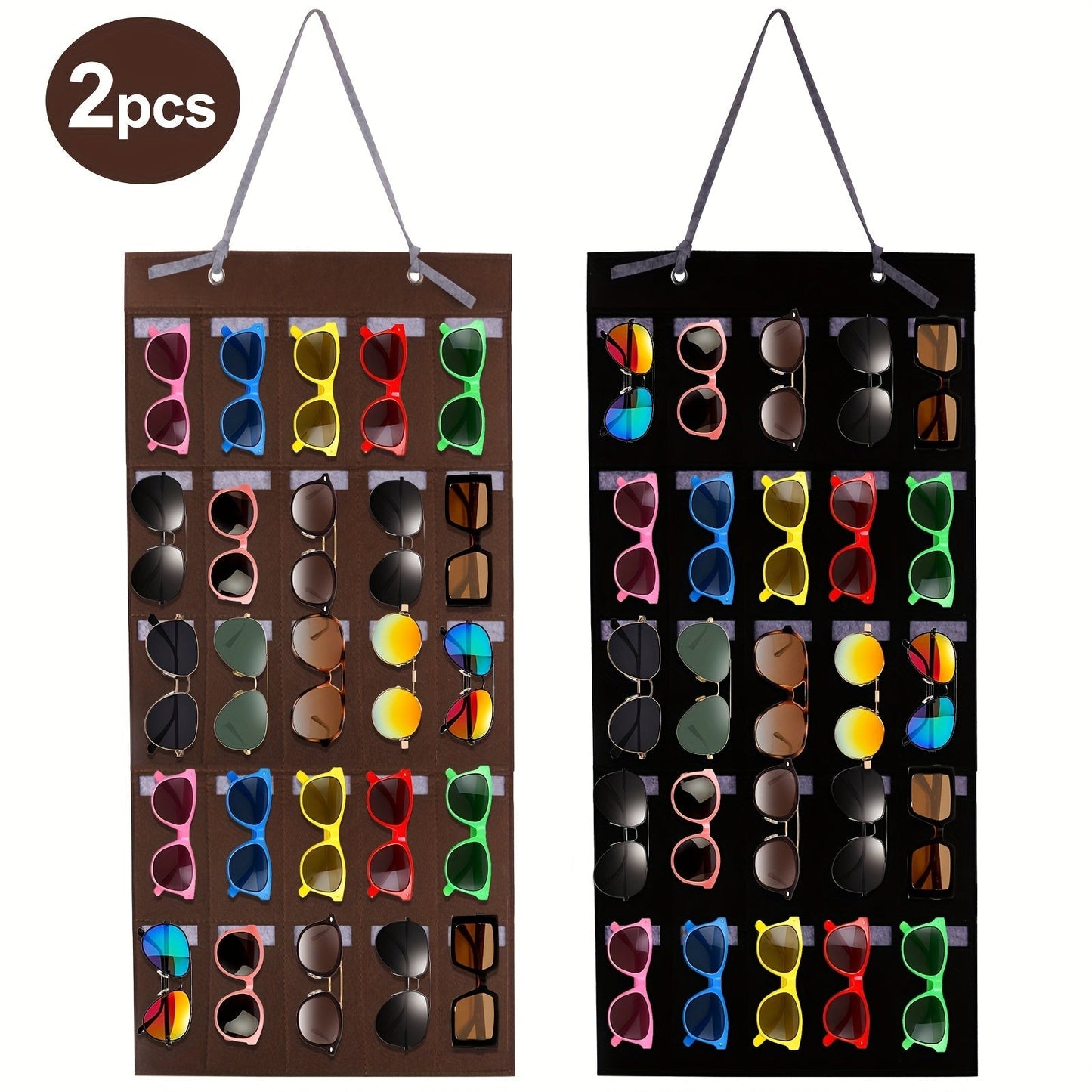 Eyewear Organizer - Wall Mounted Glasses 2 Pack 25 Felt Slots Hanging Eyeglass Holder with - product detail view 7