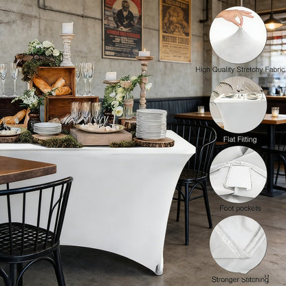Spandex Tablecloth for 6 ft Rectangle Tables, Elastic Fitted Table Cover for Events, Parties, Weddings & Banquets