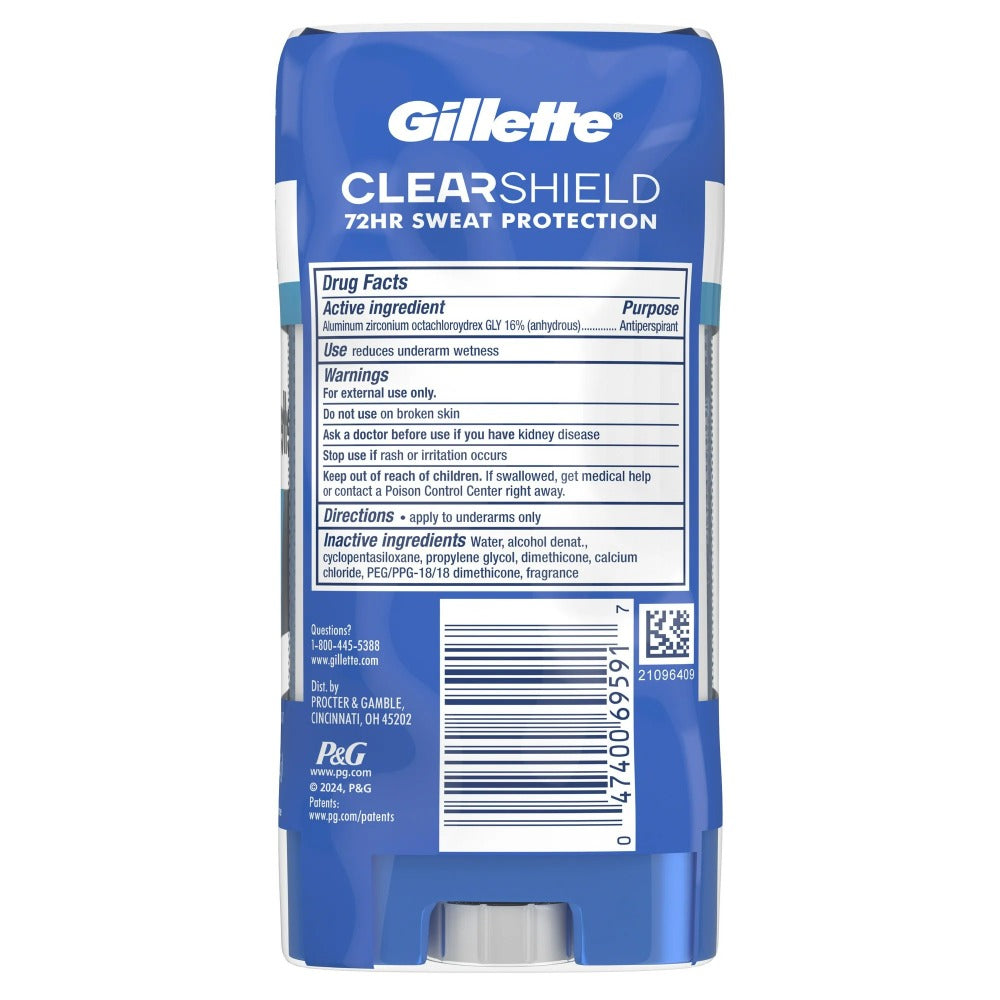 Antiperspirant Deodorant for Men Gillette Clinical Protection, Clear Gel Cool Wave Scent, 3.8 oz