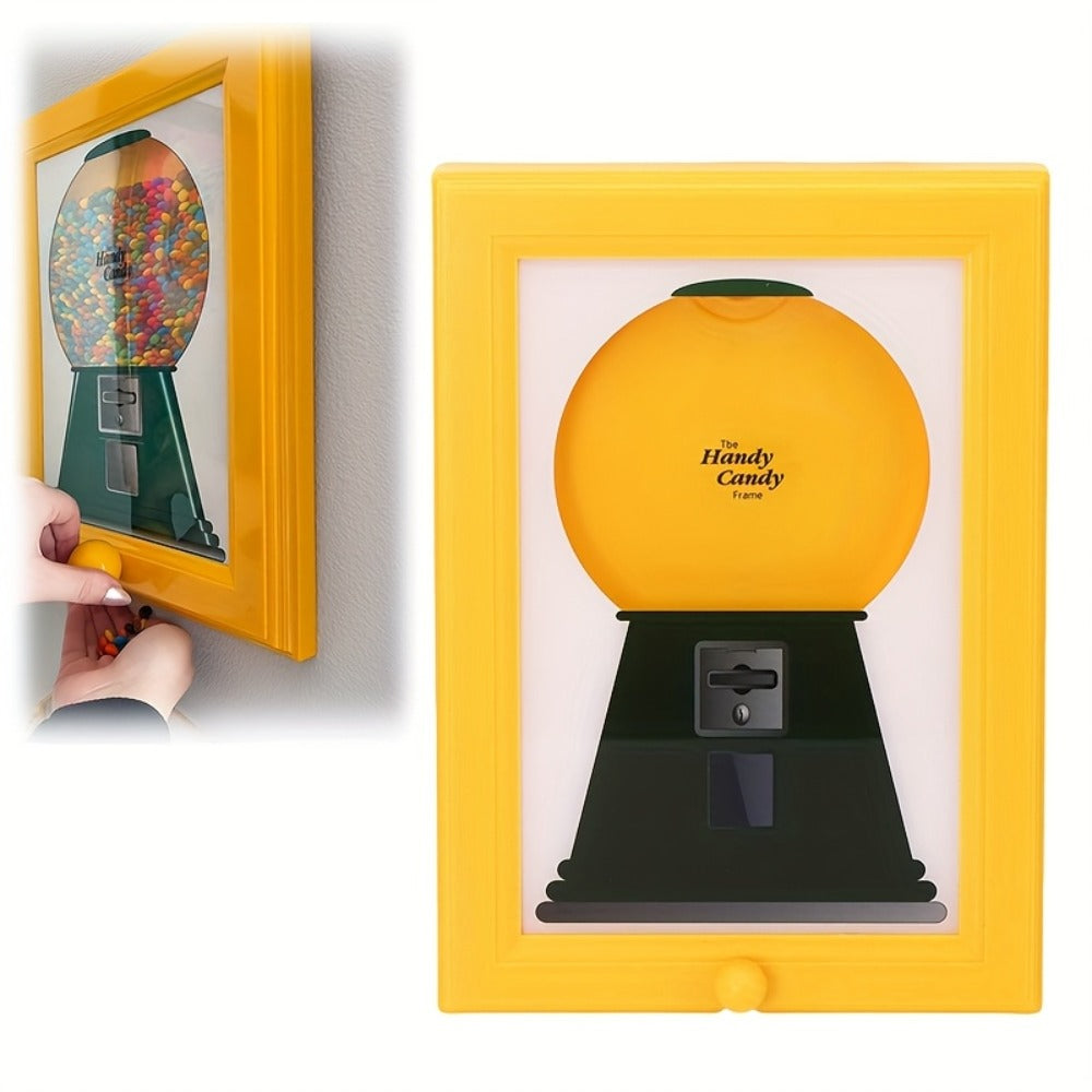 Wall Mounted Photo Frame Candy Dispenser with Shelf, Space Saving & Nut Storage Holder for Home Office Decor