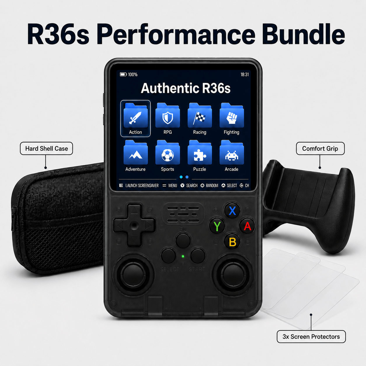R36S Retro Handheld Game Console ArkOS 3.5" IPS Screen 64GB 128GB, Portable Emulator Gaming Device USB-C 10Hr Battery