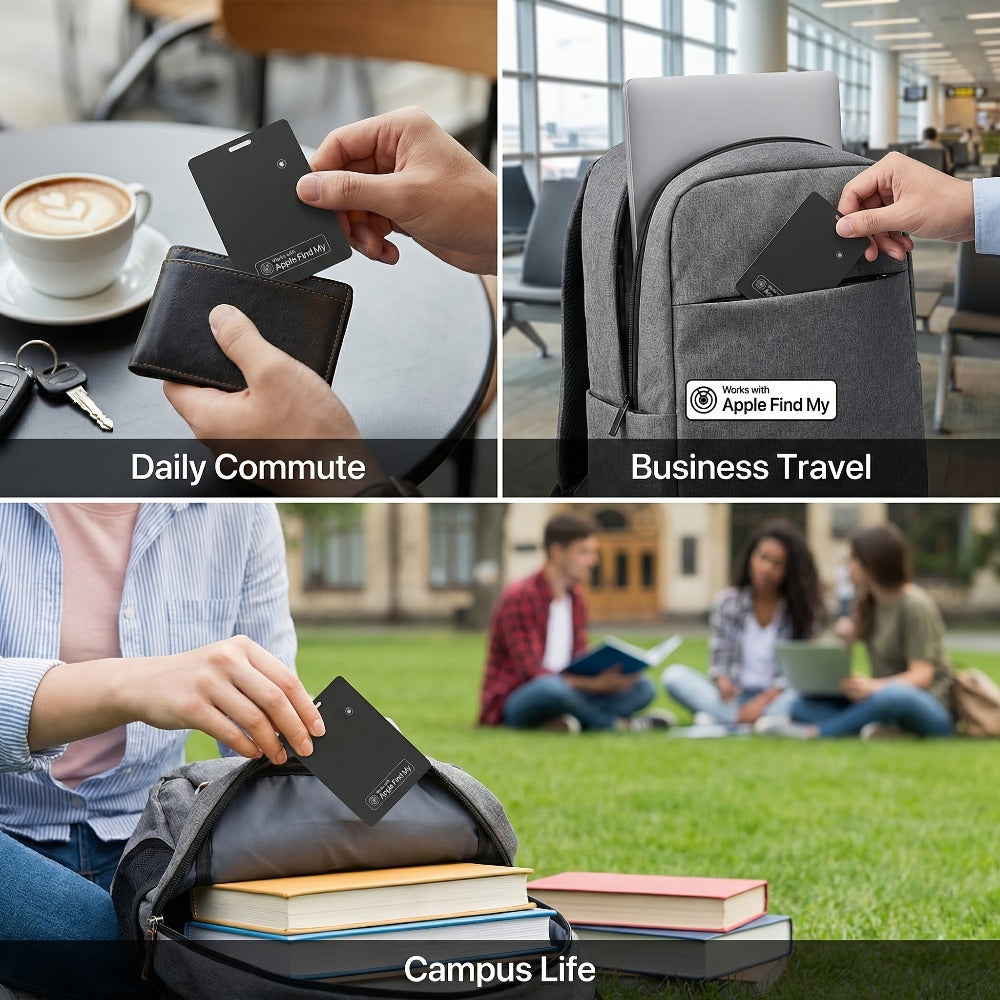 Ultra-Thin Rechargeable Apple Find My Wallet Tracker Card with Qi Wireless Charging and Built-In Ring Alert