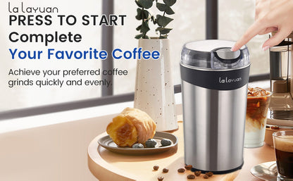 200W-Labeled Electric Coffee Grinder with Press-Lid Control, Two-Leaf Blade and Three Housing Options