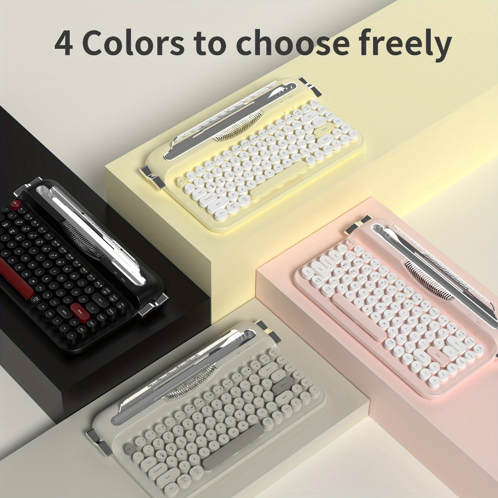 Retro Wireless Keyboard AJAZZ AF84 2.4G Dual-Mode, 84 Keys, Type-C Charging, Built-In Phone Stand
