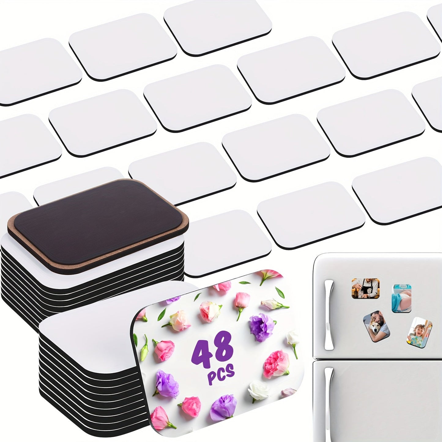 Sublimation Magnet Blanks 96 Pcs Blank Refrigerator Magnets for DIY Crafts for Home Cooking, Dining and Outdoor Meals