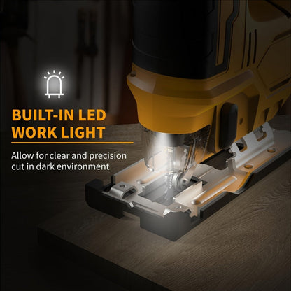 Power Tools ELECMAPS Cordless Jigsaw for DeWalt 20V Max Battery Format with LED, Orbital Settings and Bevel Base