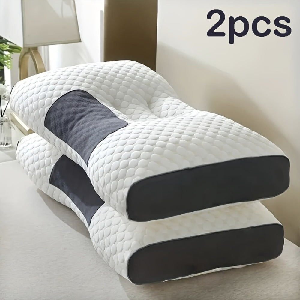 Neck Pillow 2-Pack Orthopedic Contour Support, Removable Zippered Cover, Breathable Fabric, All-Season Cervical Spine