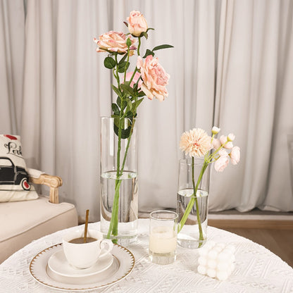 Clear Glass Cylinder Vases 24pcs Bulk Set – 4, 8, 12 Inch Tall Flower Vases for Centerpieces, Hurricane Floating Candle Holder for Wedding