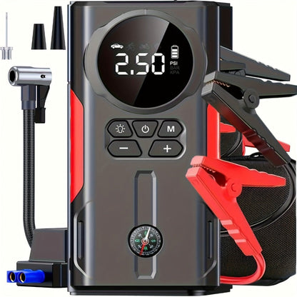 Upgraded 7-in-1 Portable Car Jump Starter – Multifunctional Emergency Battery Booster for 12V Vehicles Up to 2.64gal Gas / 2.38gal Diesel