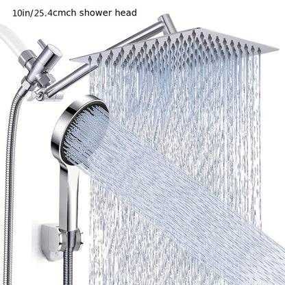 High Pressure Rainfall Handheld Shower Head Combo, 11-Inch Extension Arm, 9 Settings, 180° Adjustable, Anti-Leak with Holder