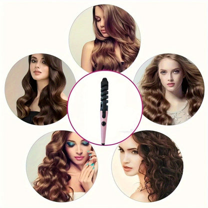Spiral Barrel Curling Iron with One-Button Operation, Swivel Power Cord and Blue or Pink Finish