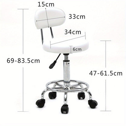 Saddle & Round Salon Stool with Backrest 360-Degree Swivel, Adjustable Height Professional Chair for Salon