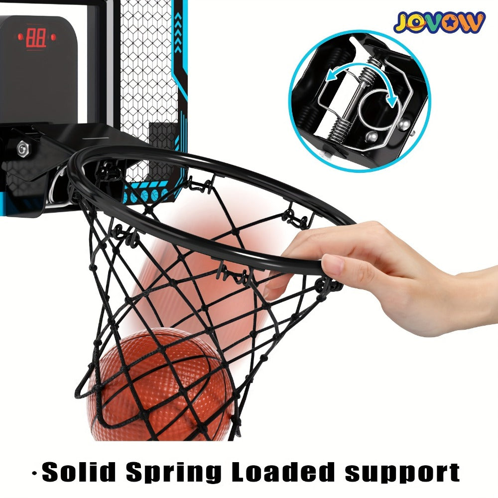 Over Door Basketball Hoop with LED Lights & Electronic Scoreboard, Mini Hoop Set with 4 Balls for Kids Teens Adults