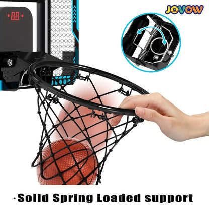 Over Door Basketball Hoop with LED Lights & Electronic Scoreboard, Mini Hoop Set with 4 Balls for Kids Teens Adults