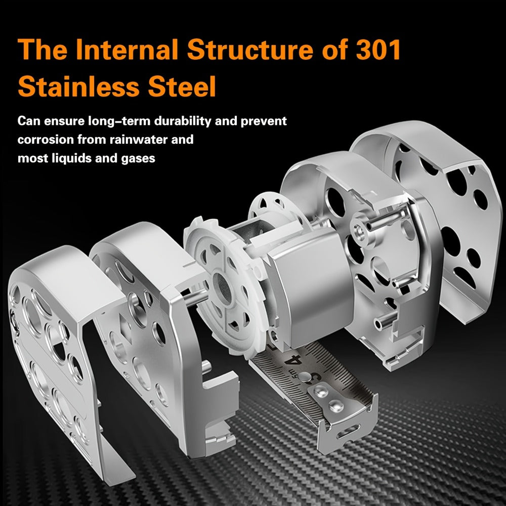 Tape Measure 25ft Auto Lock Stainless Steel Magnetic Bottom Hollow Design Anti-Fall Wear Resistant Waterproof Clear Scale Titanium Measuring