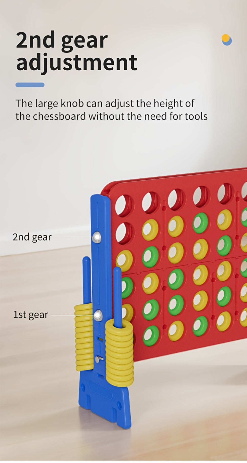 Height Adjustable Giant Connect 4 Game 33-37 Inch, Jumbo 4-in-a-Row Outdoor Yard Game with Quick Release Slider for Teens