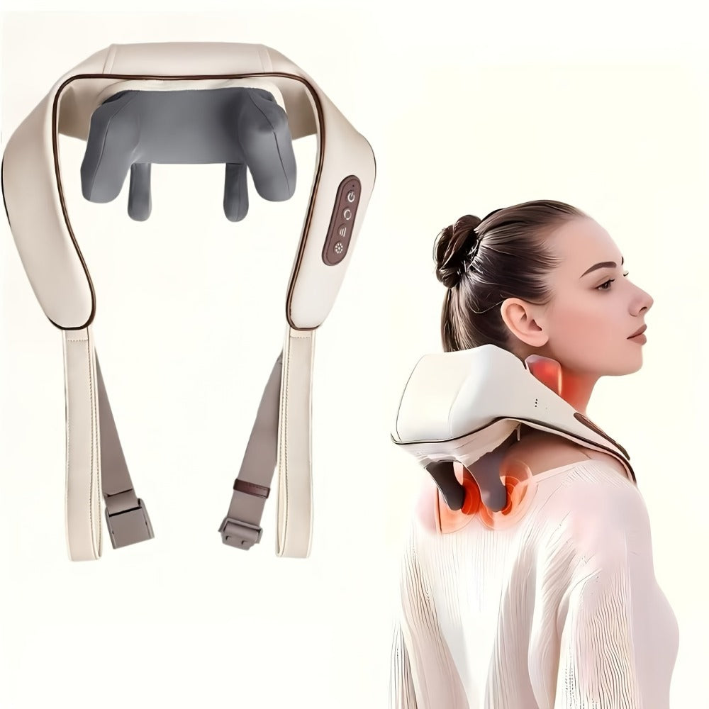 Neck Shoulder Massage Pillow 8D Deep Kneading Wireless Electric Back Massager Simulates Human Hands for Neck for Home or Salon Spa Use