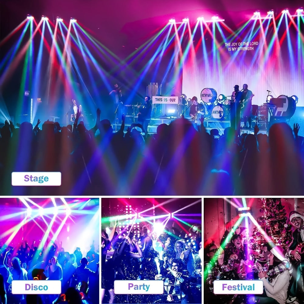 Spider Beam Moving Head Stage Light 8x3W RGBW LED DJ Disco Light Sound Activated DMX-512 for Entryways, Bedrooms and Living Spaces