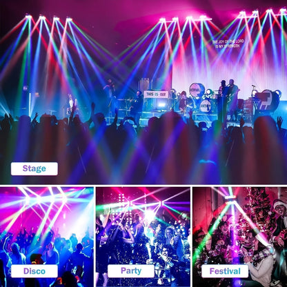 Spider Beam Moving Head Stage Light 8x3W RGBW LED DJ Disco Light Sound Activated DMX-512 for Entryways, Bedrooms and Living Spaces