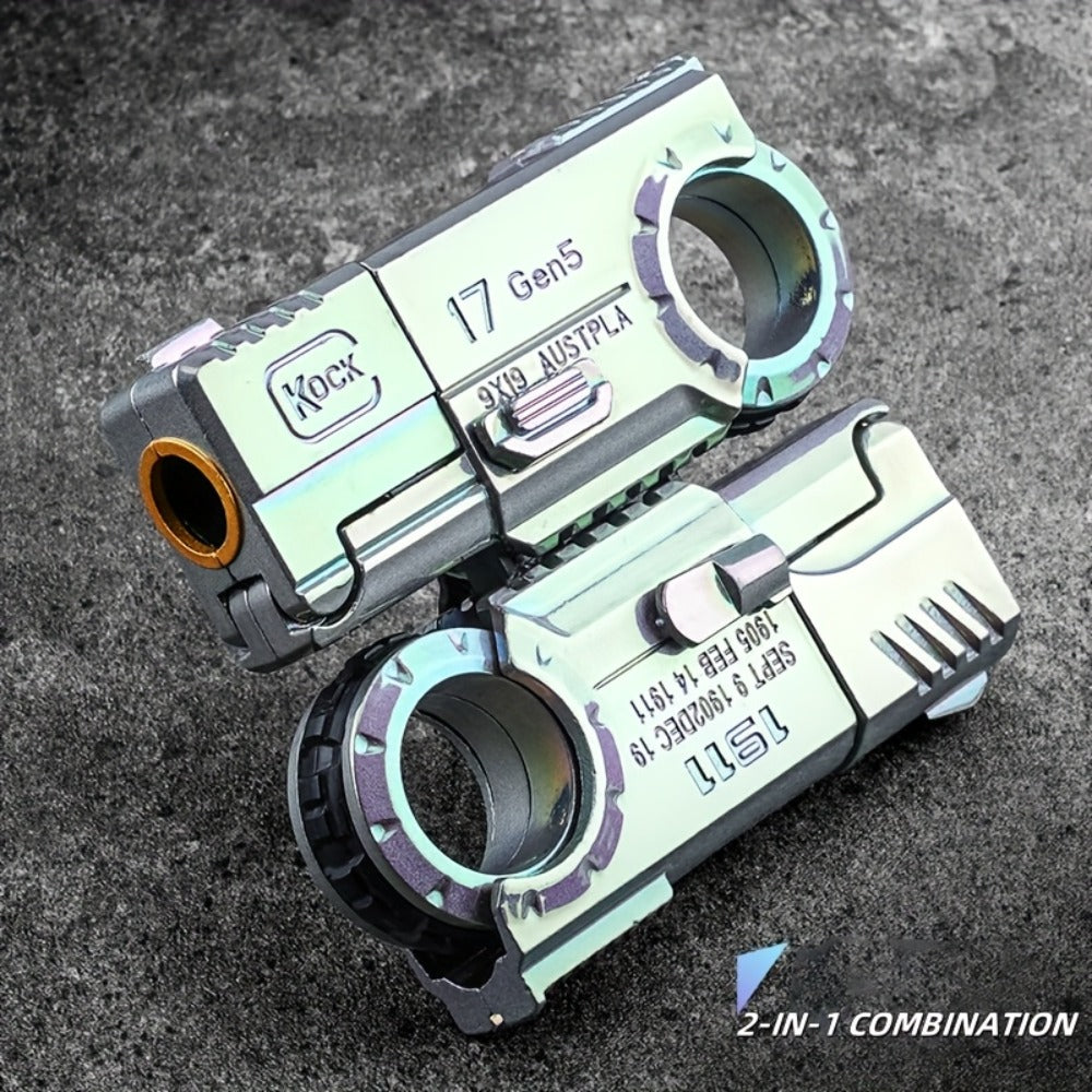 Alloy Finger Pistol Fidget Toy, One-Touch Cartridge Ejecting Stress Desk Toy, Cool EDC Novelty Gift for Adults Men Teens