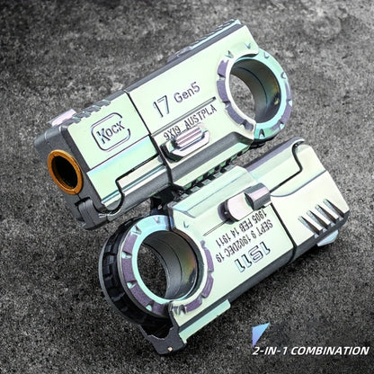 Alloy Finger Pistol Fidget Toy, One-Touch Cartridge Ejecting Stress Desk Toy, Cool EDC Novelty Gift for Adults Men Teens