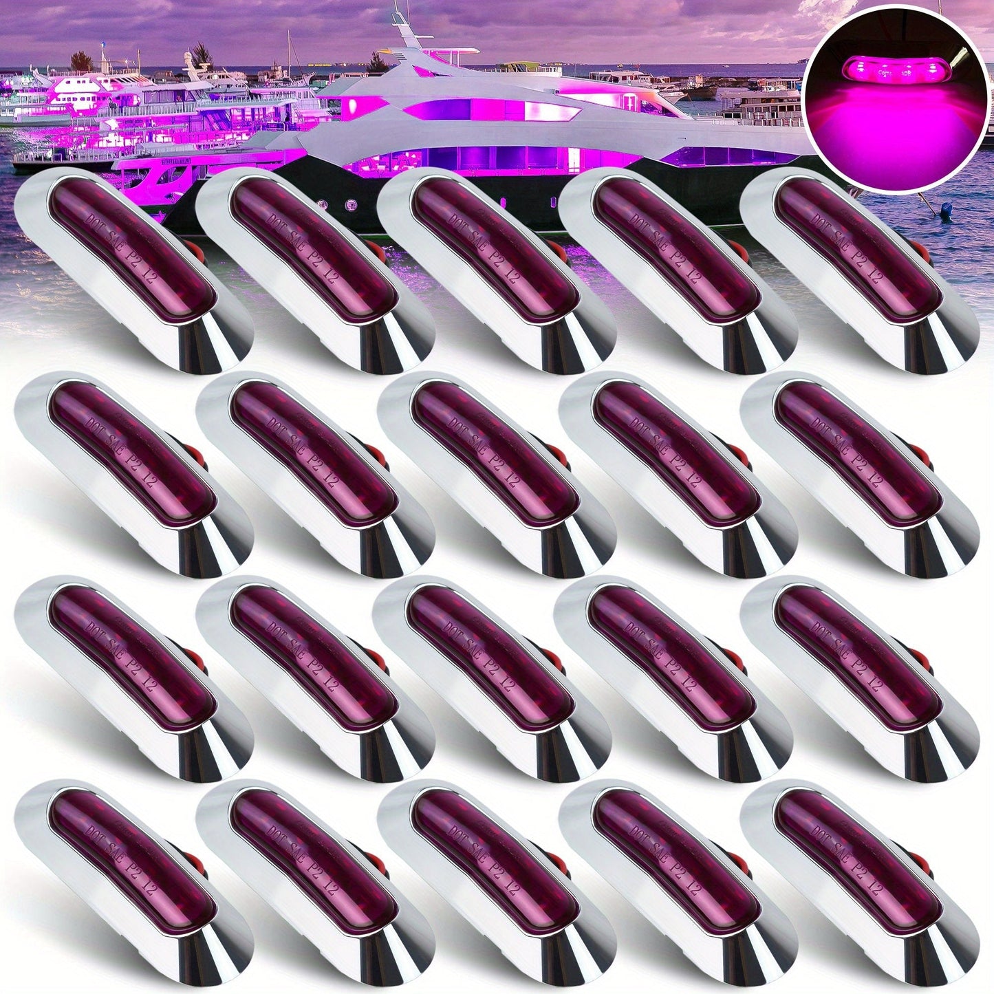 Marine LED Navigation Lights Set of 20 – Stern Circular Deck & Onboard Boat Lights for Yachts & Boats | Low Frequency, No Battery Required